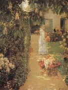 Childe Hassam, Gathering Flowers in a French Garden